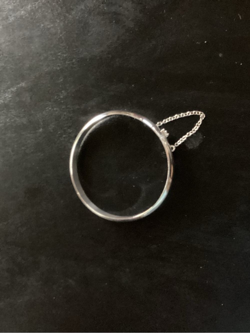 Sterling Silver Hinged Bangle Bracelet with Safety Chain - Silver
